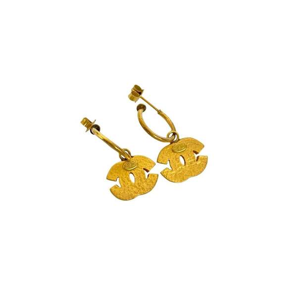 CHANEL Gold Logo Earrings